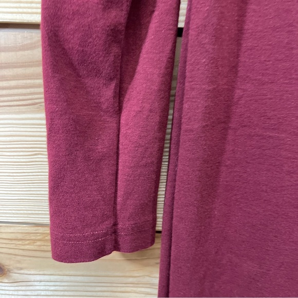 Peruvian Connection Dress Medium Burgundy LS Body Con Scoop Pima Lycra Maxi - Picture 9 of 11